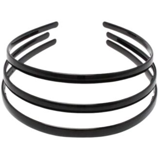 3 Pieces Plastic Alicebands With Small Teeth - Black (8mm Wide)