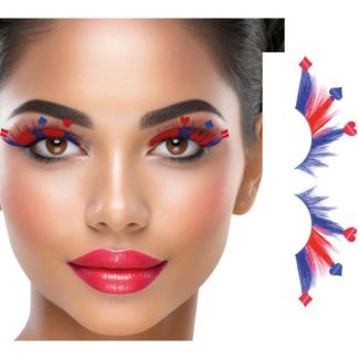 Playing Card Design False Eyelashes - Red & Blue