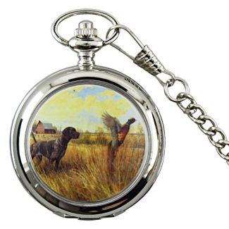 Wholesale Dog and Bird Pocket Watch with Chain - Silver
