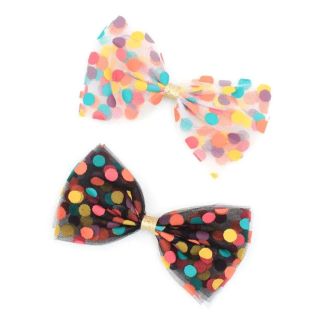 Polka Dot Net Bow Beak Clip 7.5cm