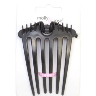 Ponytail Bumper Comb with Elastic - Black