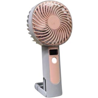 Portable Handheld Rechargeable Fan with Speed Display and Hanging Hook Stand - Assorted Colours - 20cm