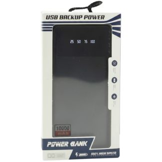 Portable USB Backup Power Bank 10000mah - Black (EC-1200)