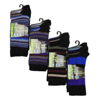 Men's Black Bamboo Striped Design Socks (3 Pair Pack) 