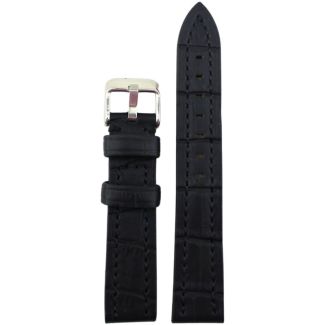 Black Premium Leather Croc Grain Padded Watch Strap - 18mm