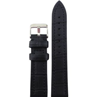 Black Premium Leather Croc Stitched Watch Strap - 20mm