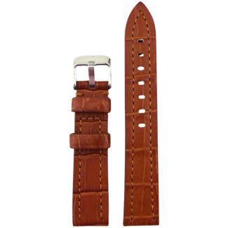 Tan Premium Leather Croc Stitched Watch Straps - 18mm