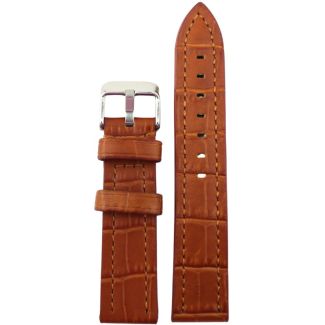 Tan Premium Leather Croc Stitched Watch Straps - 20mm