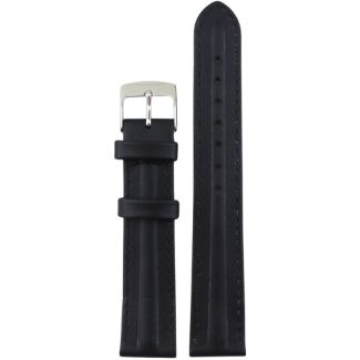 Black Premium Leather Padded Watch Strap - 18mm