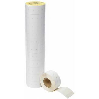 Price Gun Peelable Labels Punch Hole Design – White (22x12mm, 1000 Labels per Roll)