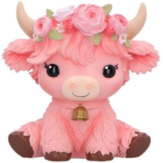 Hyacinth Purple Flower Cow Figurine - 10.8cm