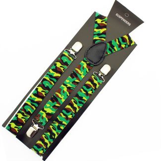 Printed Fashion Braces - Green Camouflage Print