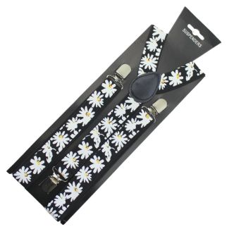 Printed Fashion Braces - White Floral Design