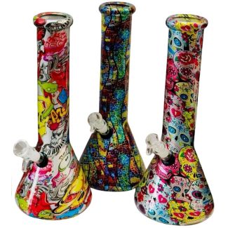 Printed Glass Waterpipe - Assorted Design & Colour (12.4inch)