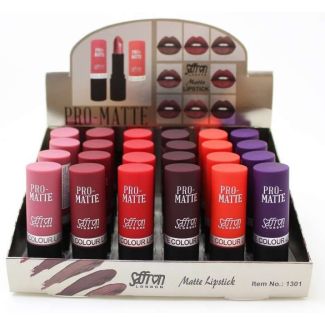 Wholesale Saffron Pro Matte Lipstick- Assorted Shades Tray C