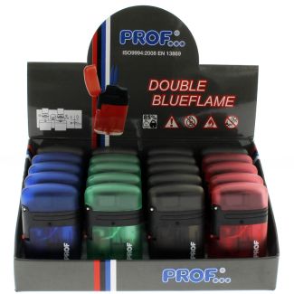 PROF Double Blue Jet Flame Refillable Lighters Translucent Colours