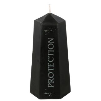 Protection Crystal Candle with Rough Black Obsidian