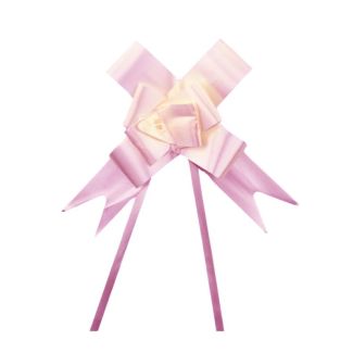 Pull Bow Flower Pink Ribbon - 30mm (Pack of 10)