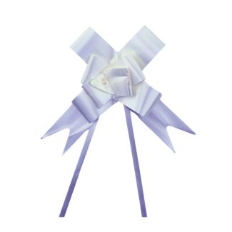 Pull Bow Flower Silver Ribbon - 30mm (Pack of 10)