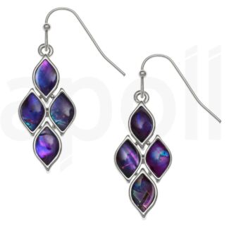Purple Paua Shell Articulated Diamond Hook Earrings