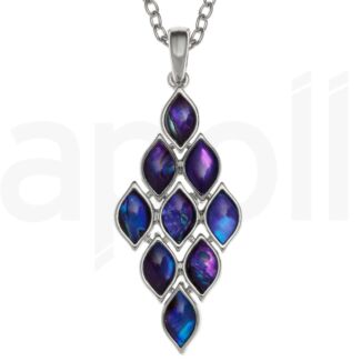 Purple Paua Shell Articulated Diamond Pendant Necklace