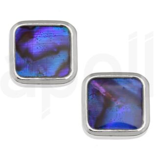 Purple Paua Shell Square Stud Earrings