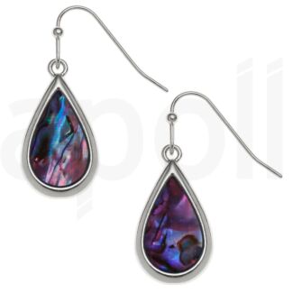 Purple Paua Shell Teardrop Hook Earrings