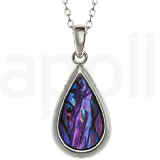 Purple Paua Shell Teardrop Pendant Necklace