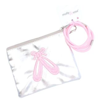 Metallic Ballet Shoes Motif Purse with Elastics