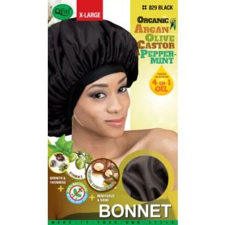Qfitt Organic 4 In 1 Oil Bonnet  X-Large- Black (829)