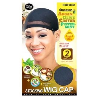 Qfitt Organic 4-in-1 Oil Stocking Wig Cap - Black (800)