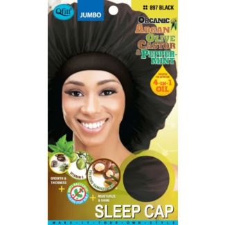 Qfitt Organic Jumbo 4 In 1 Oil Sleep Cap - Black (897)