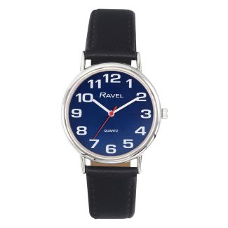 Ravel Men's Round Leather Classic Watch - Black & Blue