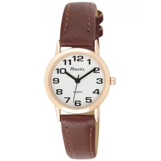 Wholesale Ravel Ladies Easy Read Watch - Brown Strap