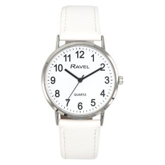 Ravel Men's Round Leather Classic Watch - White