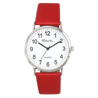Ravel Men's Round Leather Classic Watch - Red