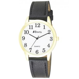 Ravel Men's Classic Arabic Strap Watch - Black / Gold