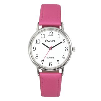 Ravel Ladies Round Leather Classic Watch - Pink