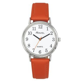 Ravel Ladies Round Polished Watch - Orange & Silver