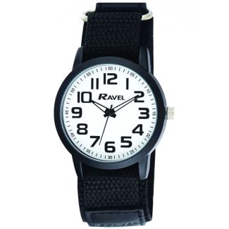 Ravel Mens Easy Fasten Sports Watch - Black Strap