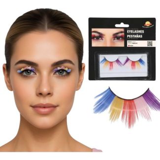 Rainbow Multicolour False Eyelashes - Blue, Yellow, Red, Pink & Purple