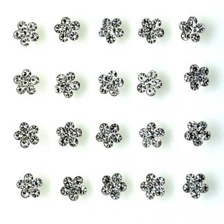 Wholesale Gem Set Flower Nose Pins-(3.5mm) Clear