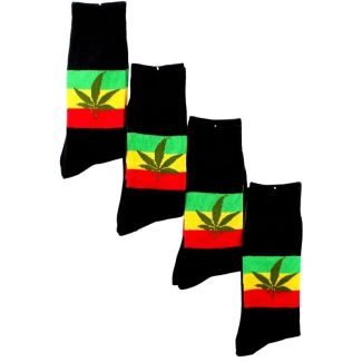 Wholesale Leaf Print Design Socks - Black