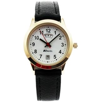 Wholesale Ravel Ladies Classic Strap Watch - Black / Gold / White