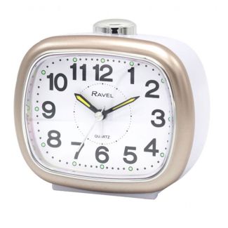 Wholesale Ravel Large Sized Bedside Quartz Alarm Clock - White/Gold