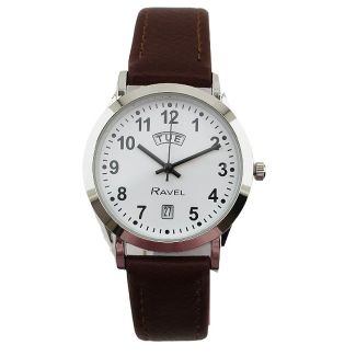 Wholesale Ravel Men's Watch With Brown Leather Strap Date Display