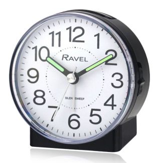 Ravel Mid Sized Bedside Quartz Alarm Clock - Black