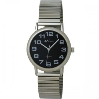 Ravel Men's Polished Round Watch - Silver and Black
