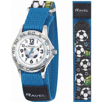 Ravel Children Velcro Strap Watch - Blue Football 