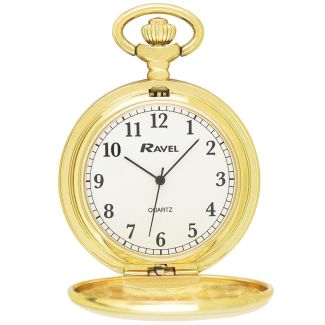 Ravel Design Polished Pocket Watch - Gold